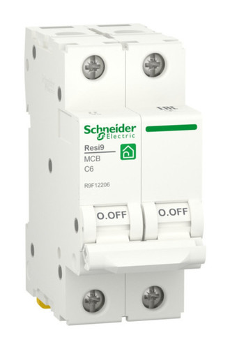Автоматический выключатель Schneider Electric Resi9 2P 6А (C) 6кА, R9F12206