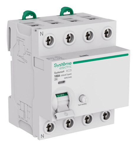 Systeme Electric Systeme9 Выключатель дифференциального тока (ВДТ) 100A 4P 100мА Тип-A 400В