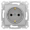 Розетка Schneider Electric SEDNA, скрытый монтаж, с заземлением, со шторками, алюминий